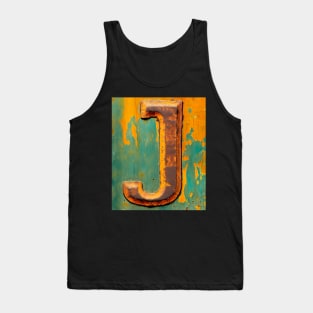 Rusty Letter J Antique Monogram Letter J Initial Alphabet Tank Top